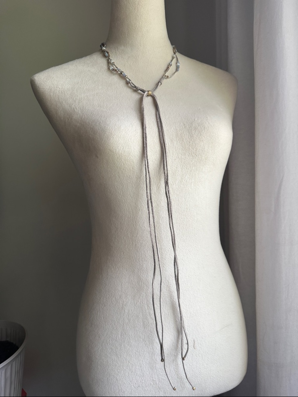 Layering Suede and Milky Crystal Coastal Cowgirl Versatile Wrapping Necklace - Picture 14 of 16